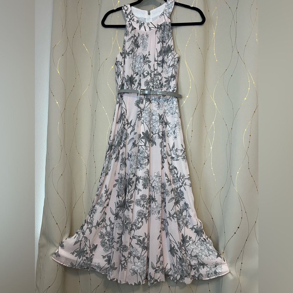 Tommy Hilfiger Sz 2 Chiffon-like halter top midi dress with belt
